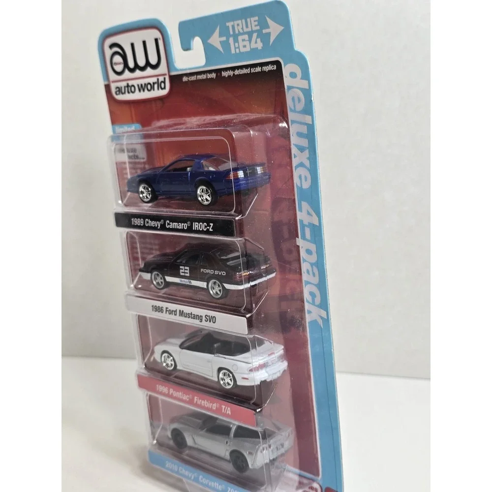 1:64 Cars AUTO WORLD Deluxe 4-pack Camaro Firebird Mustang Corvette‎